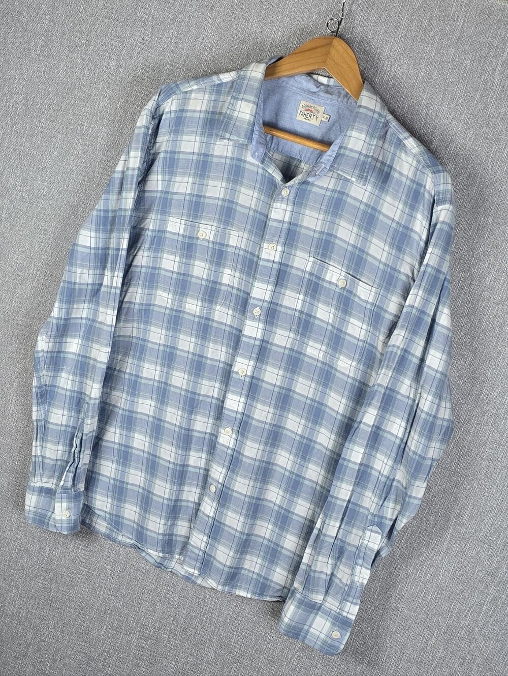 Faherty Blue/White Flannel Shirt Mens Sz XL